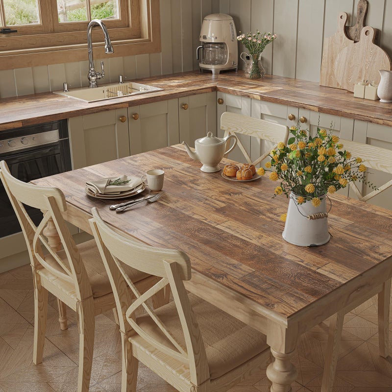 TANONE Wood Contact Paper Kitchen Peel and Stick Wallpaper, Self Adhesive Removable Wallpaper Countertops Waterproof, Shiplap Wall Paper Wood Vinyl Wrap for Cabinets Rustic Brown 17.5" X 118.1" - Image 3